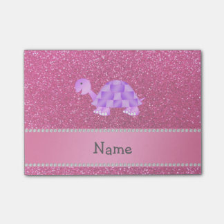 Persoonlijke benaming paarse schildpad roze glitte post-it® notes