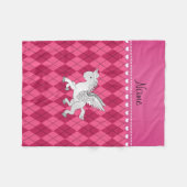 Persoonlijke benaming pegasus roze argyle fleece deken (Voorkant (Horizontaal))