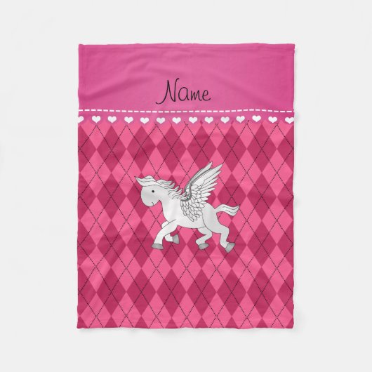 Persoonlijke benaming pegasus roze argyle fleece deken (Voorkant)