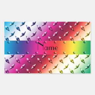 Persoonlijke benaming regenboogdiamant bord staal rechthoekige sticker