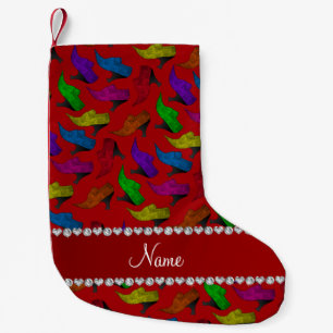 Persoonlijke benaming rode regenboog schoenen kleine kerstsok