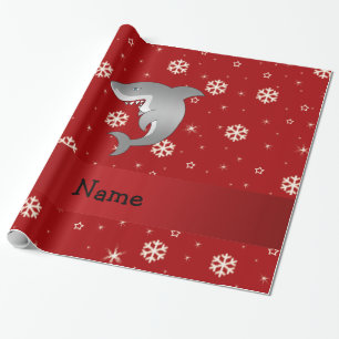 Persoonlijke benaming rode sneeuwvlokken cadeaupapier