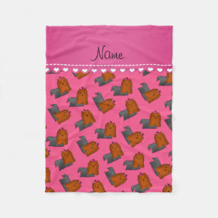 Persoonlijke benaming roze yorkshire doodsbankkers fleece deken