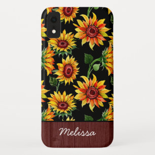 Persoonlijke benaming Rustic Sunflower Wood iPhone XR Hoesje
