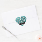 Persoonlijke benaming turquoise glitter pinguins i hart sticker (Envelop)