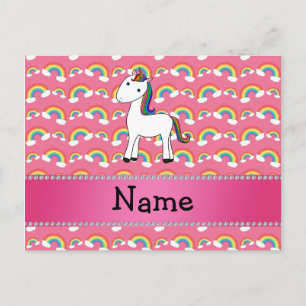 Persoonlijke benaming unicorn roze regenbogen briefkaart