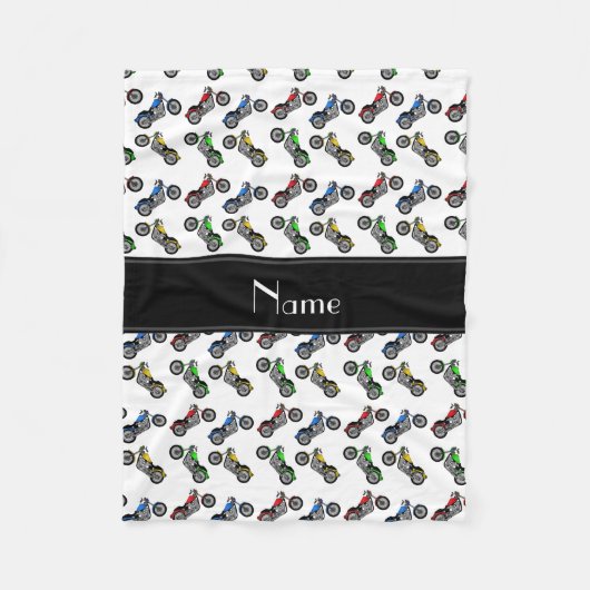 Persoonlijke benaming witte motorfietsen fleece deken (Voorkant)