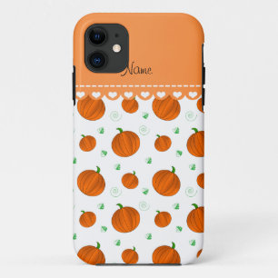 Persoonlijke benaming witte oranje pompoenen iPhone 11 hoesje