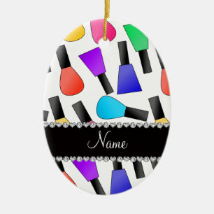 Persoonlijke benaming witte regenboognagels, gepol keramisch ornament