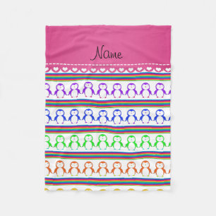 Persoonlijke benaming witte regenboogstrepen pingu fleece deken
