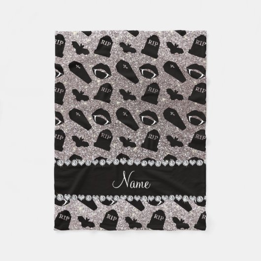 Persoonlijke benaming zilverglitter vampire fleece deken (Voorkant)
