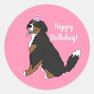 Persoonlijke Bernese Mountain Dog Birthday Ronde Sticker