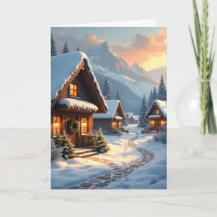 Persoonlijke besneeuwde dorpskerstkaart feestdagen kaart
