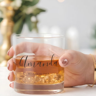 Persoonlijke 'Best Mom Ever' Script Monogram Steel Whisky Glas