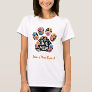 Persoonlijke Beste Hond Moeder Bloemrijke Poot T-shirt