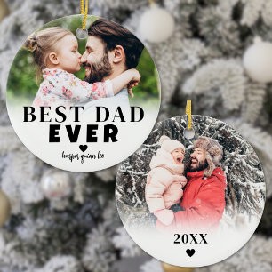 Persoonlijke Beste Papa 2 Foto Kerstmis Keramisch Ornament