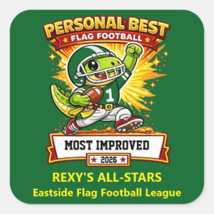 Persoonlijke Beste Vlaggenvoetbal – Aangepaste Kin Vierkante Sticker