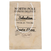 Persoonlijke bezorgingskerst op Noordpool Express Medium Cadeauzakje (Voorkant)