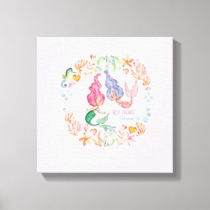 Persoonlijke BFF-cadeaus Zeemeerminnen Beste Vrien Canvas Afdruk