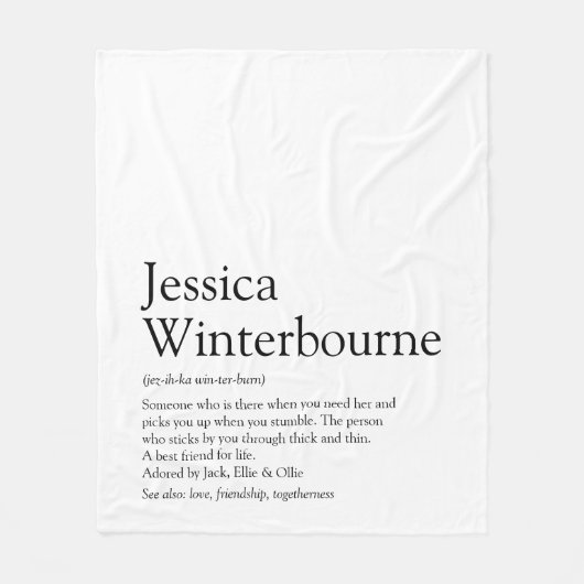 Persoonlijke BFF-definitie Zwart en Wit Fleece Deken (Voorkant)