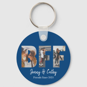 Persoonlijke BFF Foto Best Friend Names Navy Blue Sleutelhanger