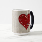 Persoonlijke Big Morphing-Mok met lederen hart Magische Mok (Voorkant rechts)