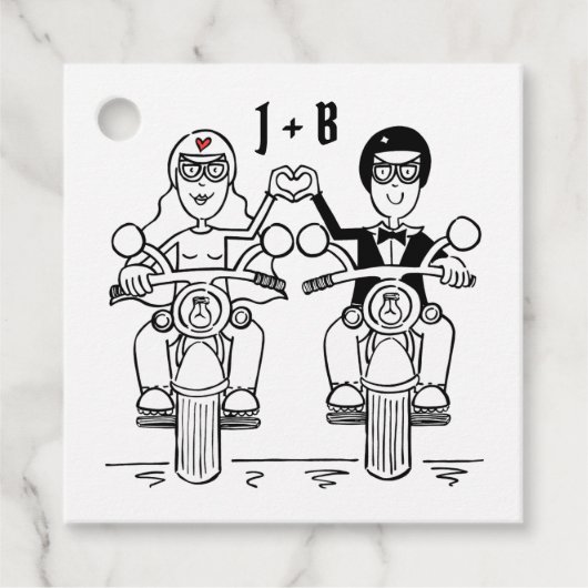 Persoonlijke Biker Motorfiets Trouwcadeau Labels (Voorkant)
