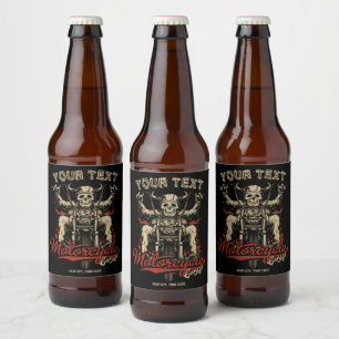 Persoonlijke Biker Skelet Motorzaak Garage Bier Etiket