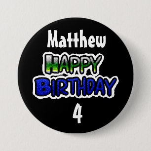Persoonlijke Birthday Boy Blue en Black Button