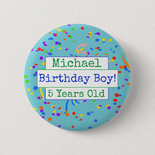 Persoonlijke Birthday Boy Fun Confetti Button