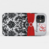 Persoonlijke Black, Red, Silver Damask iPhone 5 Case-Mate iPhone Case (Achterkant (horizontaal))