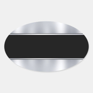 Persoonlijke blanco sjabloon namaak zilver zwart ovale sticker