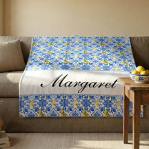 Persoonlijke Blauwe Azulejo Waterverf Monogram Naa