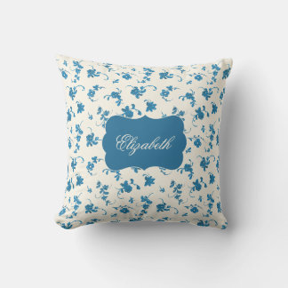 Persoonlijke Blauwe Bloemrijke Elegante Worp Kusse Kussen