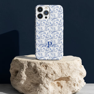 Persoonlijke Blauwe Chinoiserie Konijn iPhone 15 Pro Hoesje
