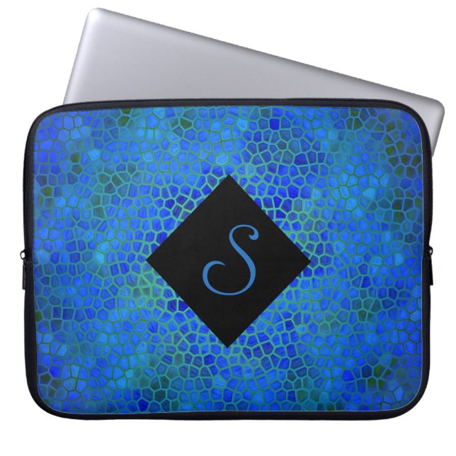 Persoonlijke blauwe dinosaur verbergen laptop sleeve (Voorkant)
