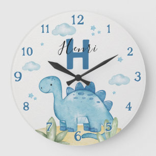 Persoonlijke Blauwe Dinosaurie Kinderkamer Klok