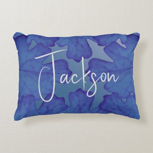 Persoonlijke Blauwe Eikenblad Accent Kussen (Voorkant)