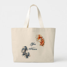 Persoonlijke blauwe en oranje Koi Vis Tas Cadeau