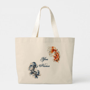 Persoonlijke blauwe en oranje Koi Vis Tas Cadeau