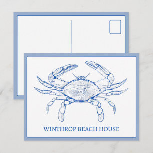Persoonlijke Blauwe en Witte Krab aan de Kust Briefkaart