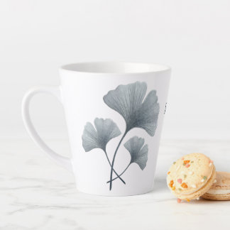 Persoonlijke Blauwe Ginkgo Blad Aangepaste Naam Latte Mok