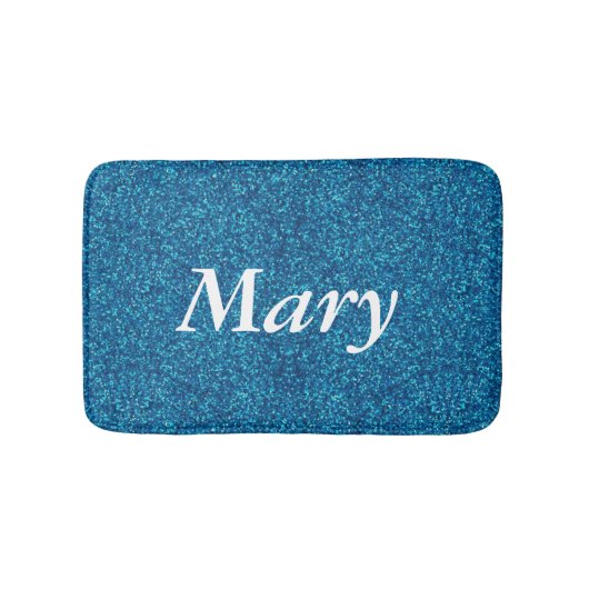 Persoonlijke blauwe glitter Bath Mat (Voorkant)