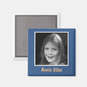 Persoonlijke Blauwe Groet Aangepaste Foto en Tekst Magneet (Voorkant / Achterkant)