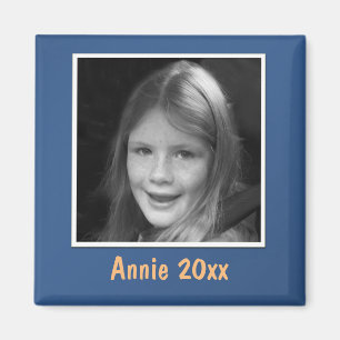 Persoonlijke Blauwe Groet Aangepaste Foto en Tekst Magneet