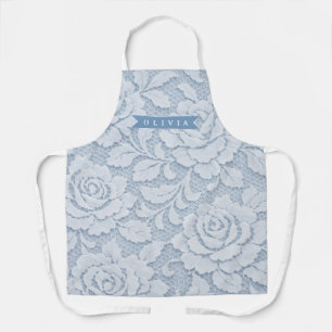 Persoonlijke Blauwe Kant Bloemige Elegante Romanti Schort