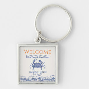 Persoonlijke Blauwe Krab Welkom Sleutelhanger