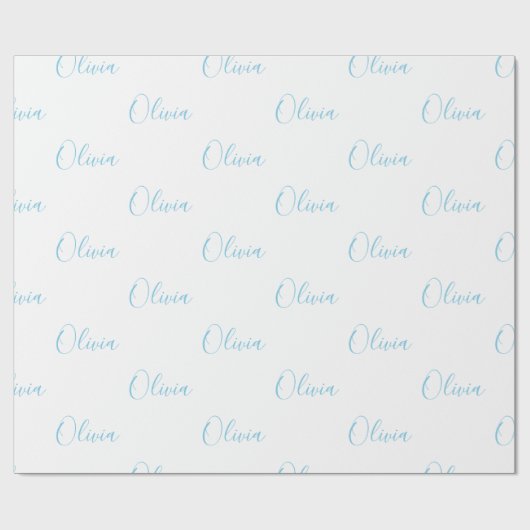 Persoonlijke blauwe meisje Elegant-naam Cadeaupapier (Vlak)