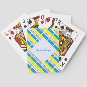 Persoonlijke Blauwe Naam Oekraïense Vlag Getegeld Pokerkaarten