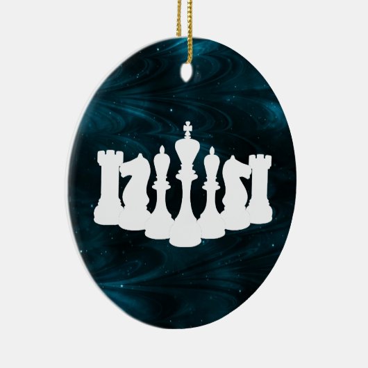 Persoonlijke Blauwe Nebula Chess King Keramisch Ornament (Rechts)